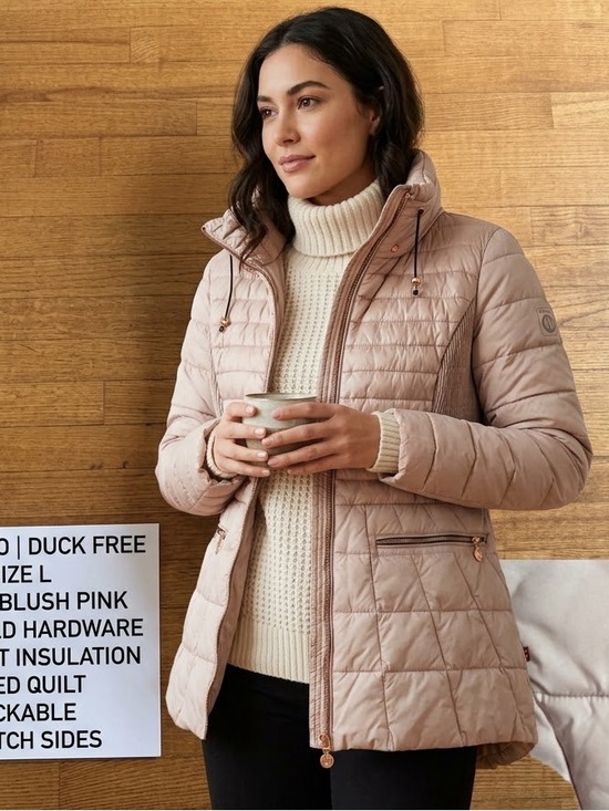 Bernardo Jackets & Blazers - EUC Bernardo PrimaLoft Duck Free Puffer Jacket L Pink Rose Gold hardwear Y2K